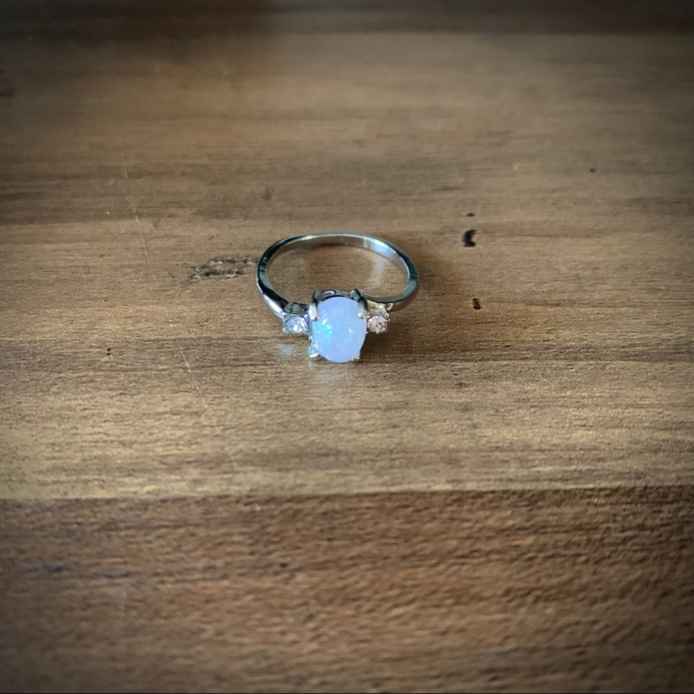 Glitzy Oval Cut Opal Ring